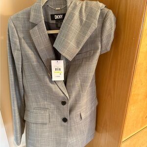 Donna Karan Gray Plaid Blazer